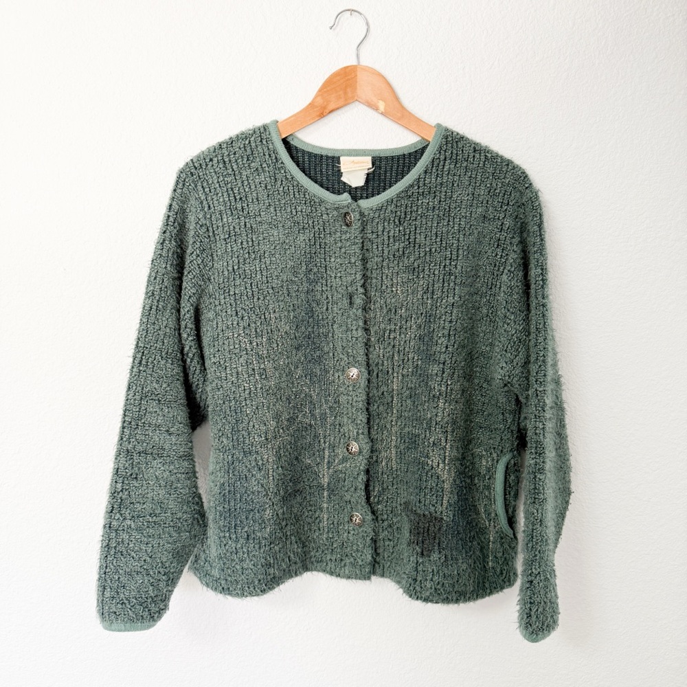 Vintage Green Textured Women's Sweater